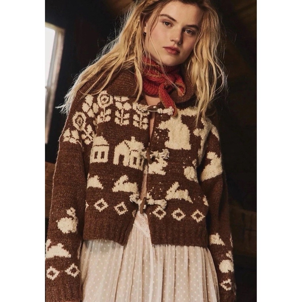 NWT $198 Free People Home Sweet Home XL Cardigan Cottagecore Toggle Sweater